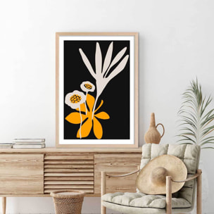 Poster fleurs colchiques Affiche + cadre en bois - Chêne