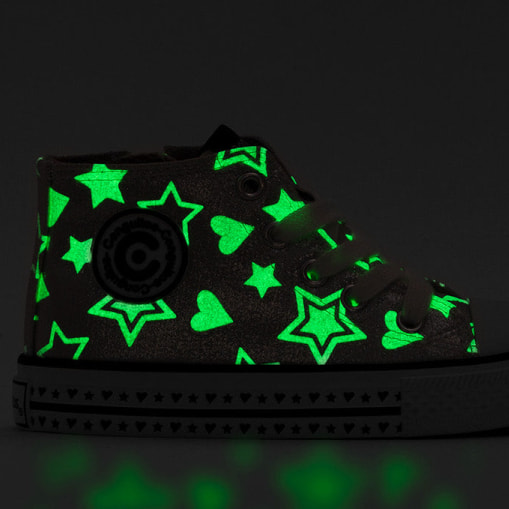 Zapatillas Altas Unisex Con Brillo en Plata