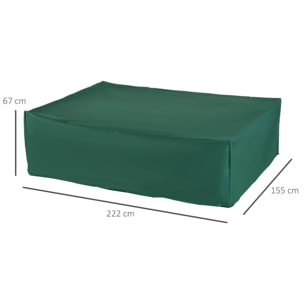Funda para Muebles de Jardín Exterior 222x155x67 cm Funda Mesa Exterior Protectora Impermeable Anti-UV Antipolvo para Terraza Patio Verde Oscuro