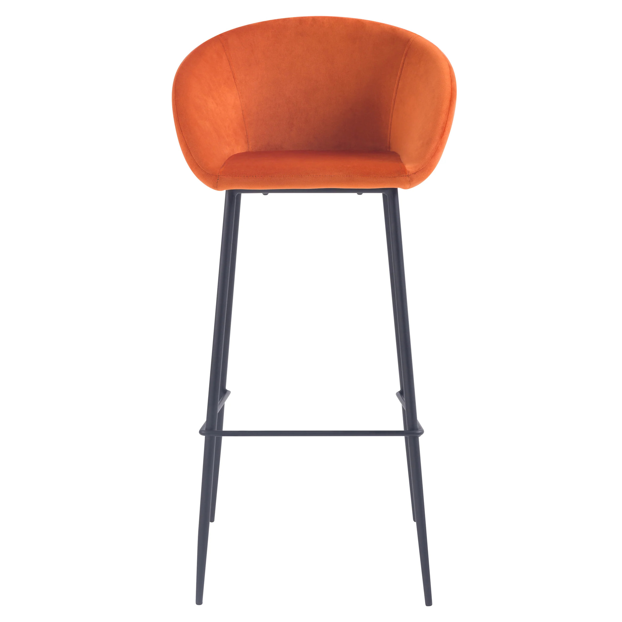 Lot de 2 chaises de bar 75 cm en velours orange - Marquise