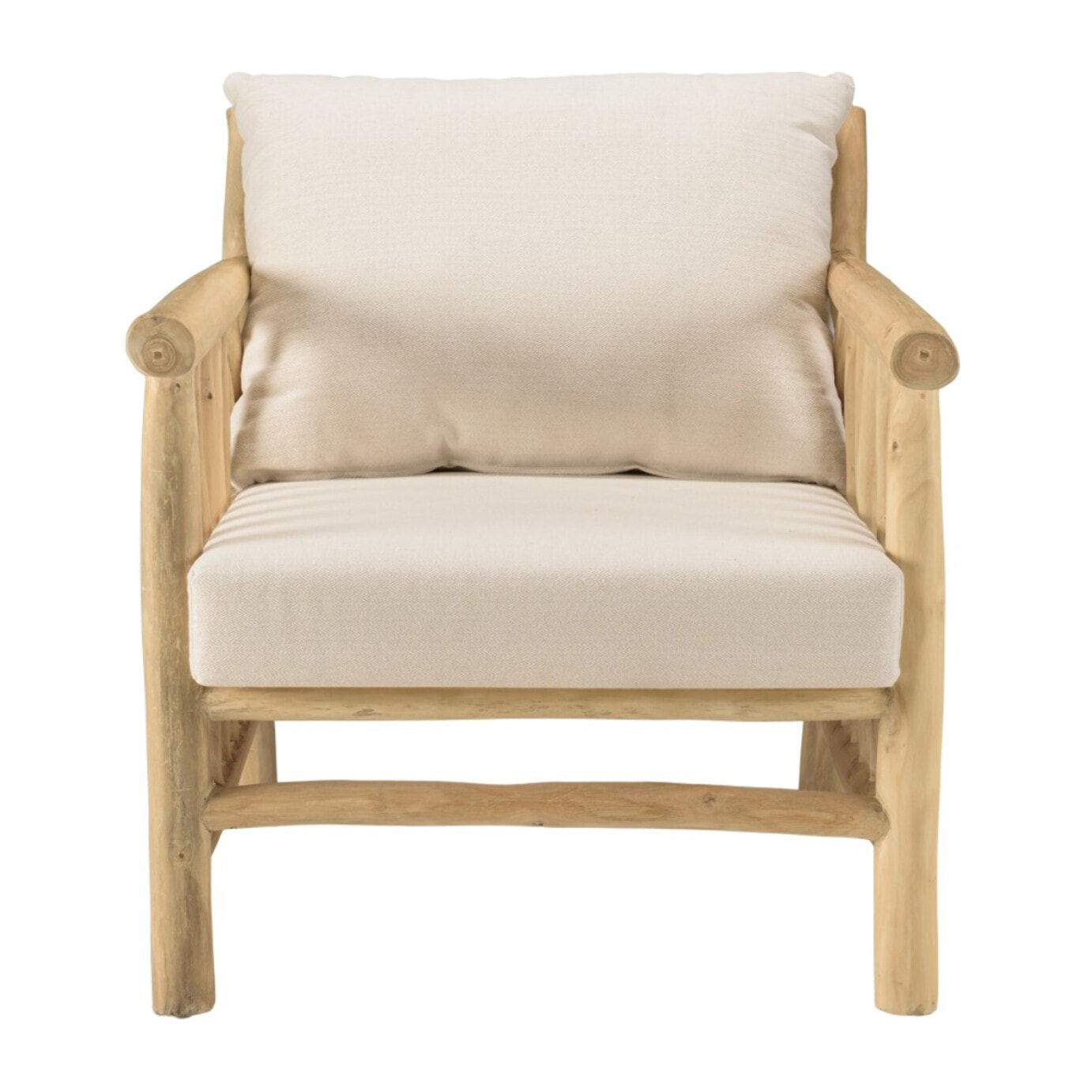 WILL - Ensemble BORNEO : canapé 2 p. 2 fauteuils 1 table basse en teck