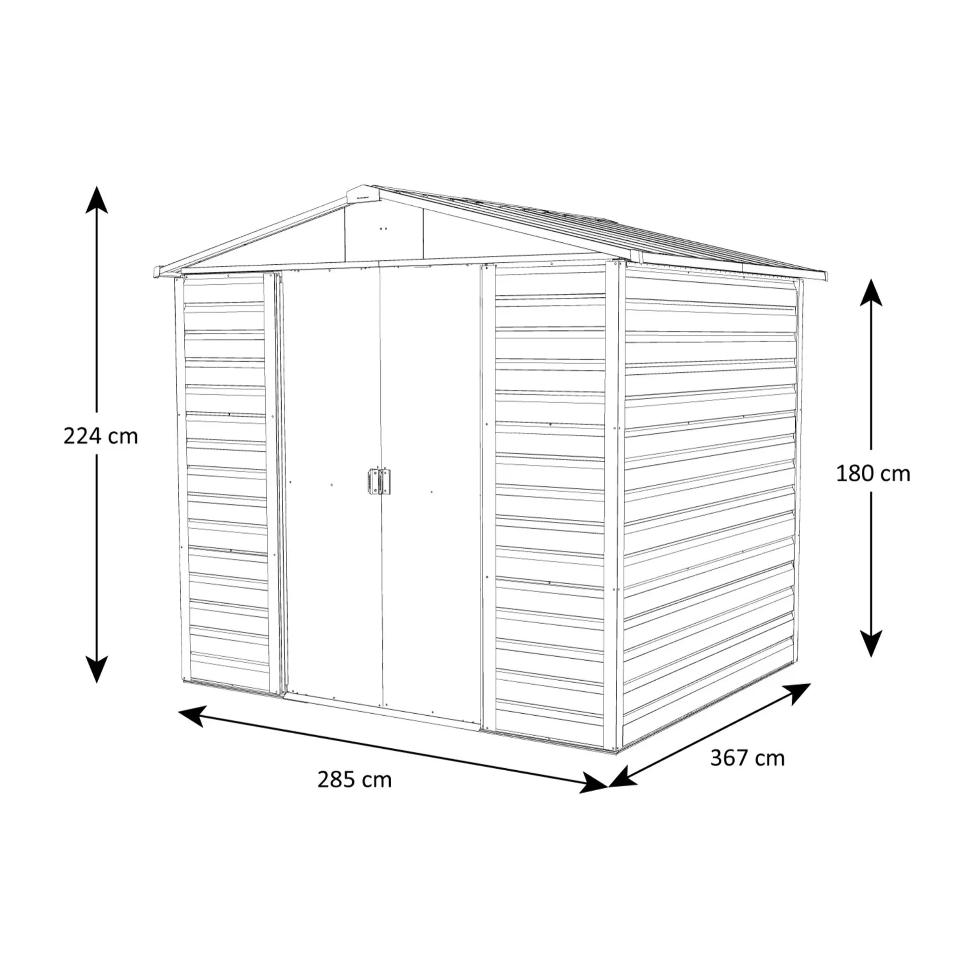 Abri de jardin métal Yardmaster 10,46 m² + kit d'ancrage