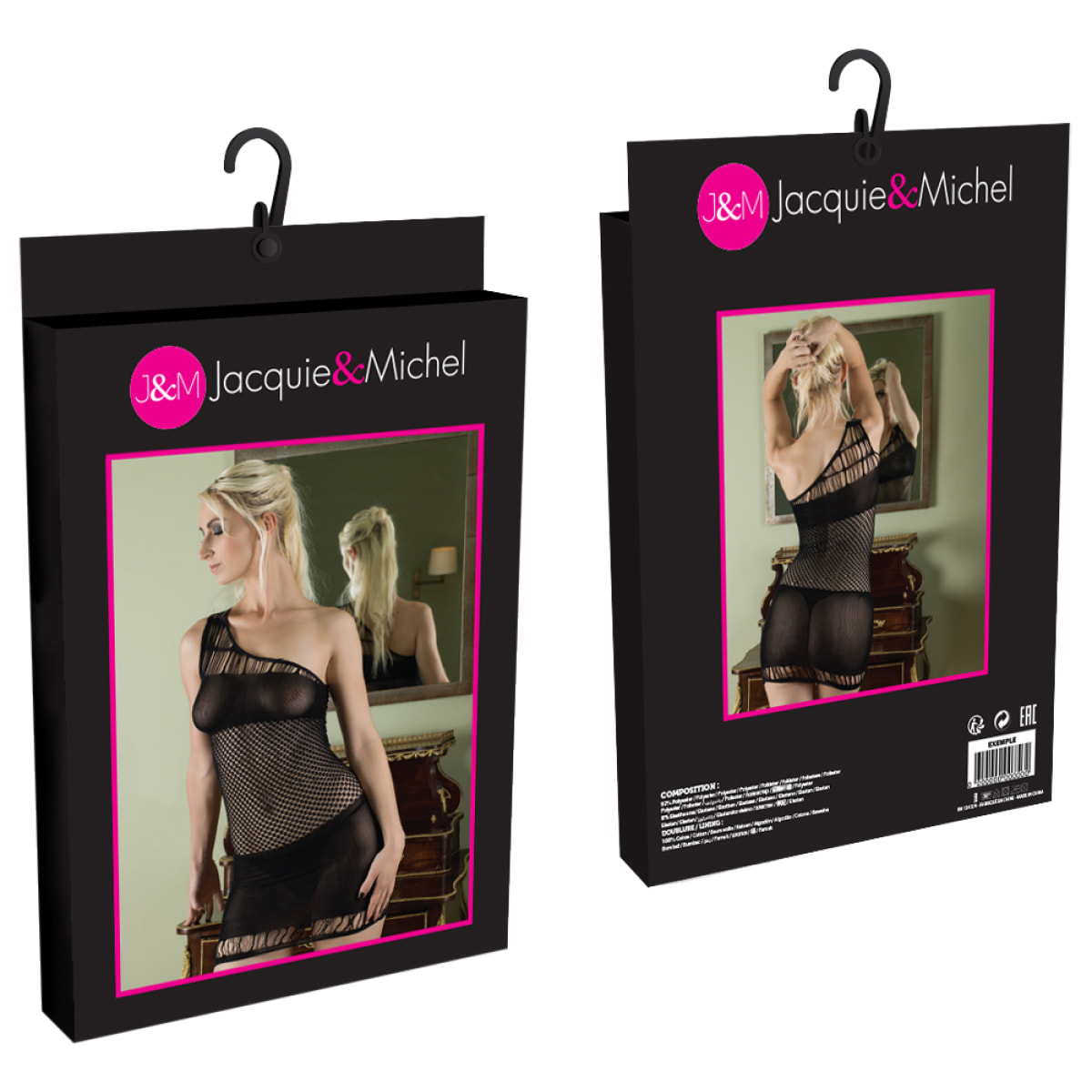 Body de tela red Negro Jacquie & Michel para mujer