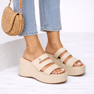 Ciabatta con zeppa - tacco 9,0 cm - plateaux 4,0 cm