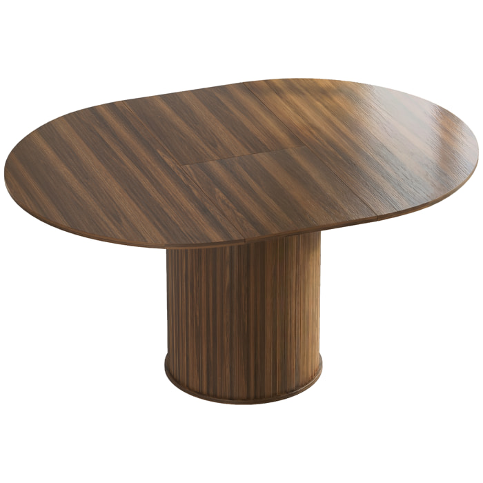 Table ronde extensible table de salon design bois 6-8 personnes dia. 110-150 x 75 cm effet bois noyer