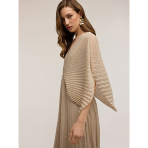 Motivi - Vestito lungo plissé metallizzato - Beige