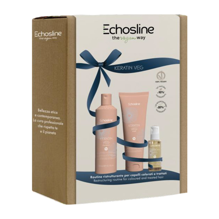 ECHOSLINE Set Winter Holidays Keratin Veg Shampoo 300ml + Mask 300ml + Fluid 100ml