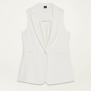 Oltre - Gilet lungo misto lino - Bianco