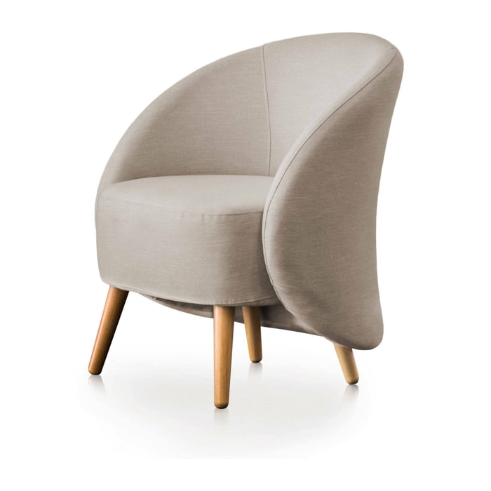 Poltrona Alla, Poltrona di design da salotto, 100% Made in Italy, Poltroncina relax in tessuto imbottito, Cm 70x60h80, Tortora