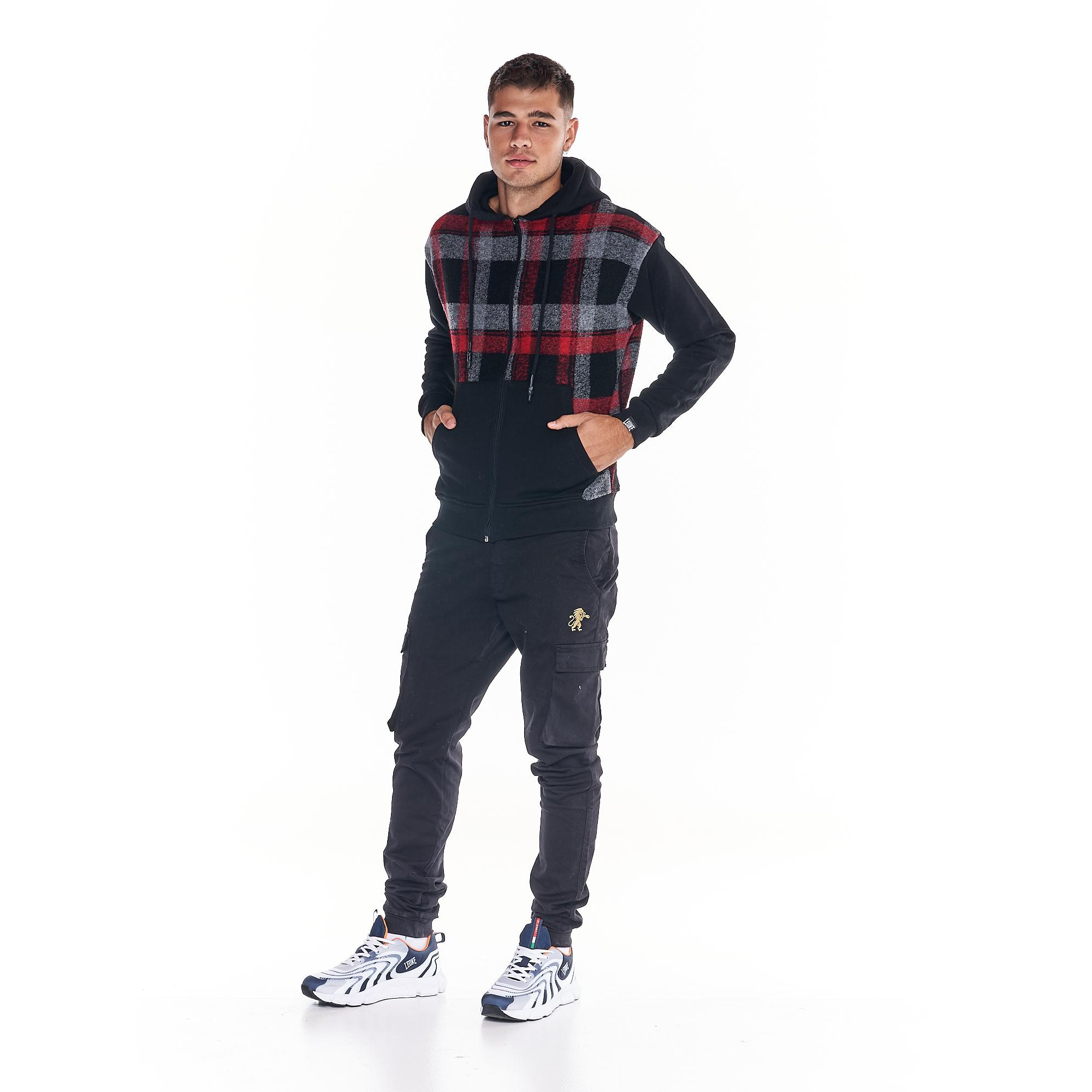 Felpone da uomo in lana tartan full zip Work Leisure