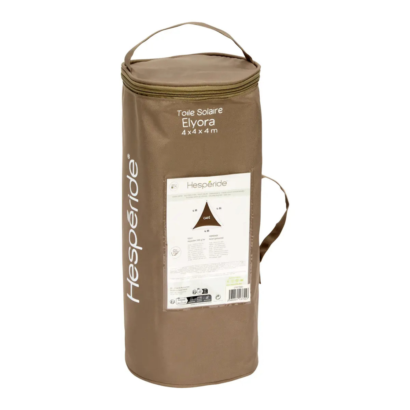 Voile d'ombrage Elyora 4x4x4m café