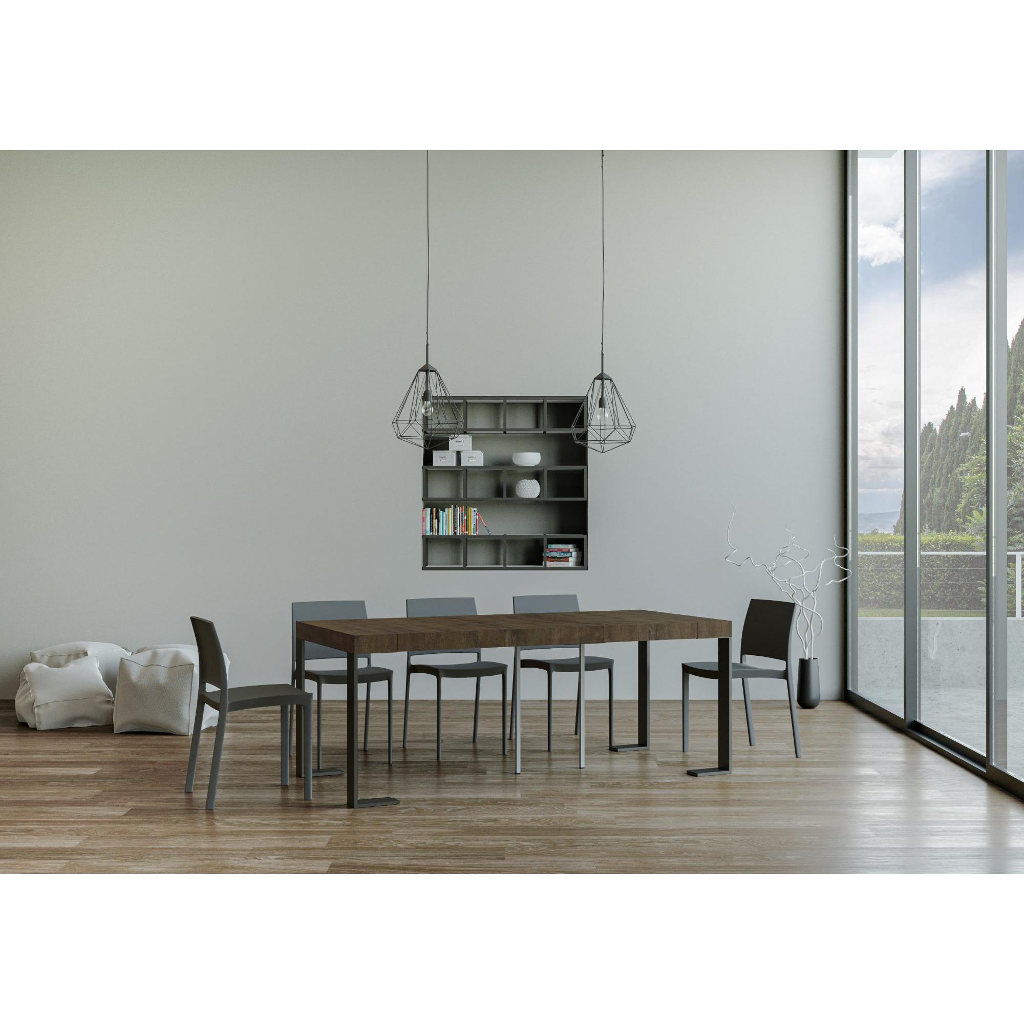 Consola extensible 90x40/196 cm Tecno Small Premium Nogal estructura Antracita