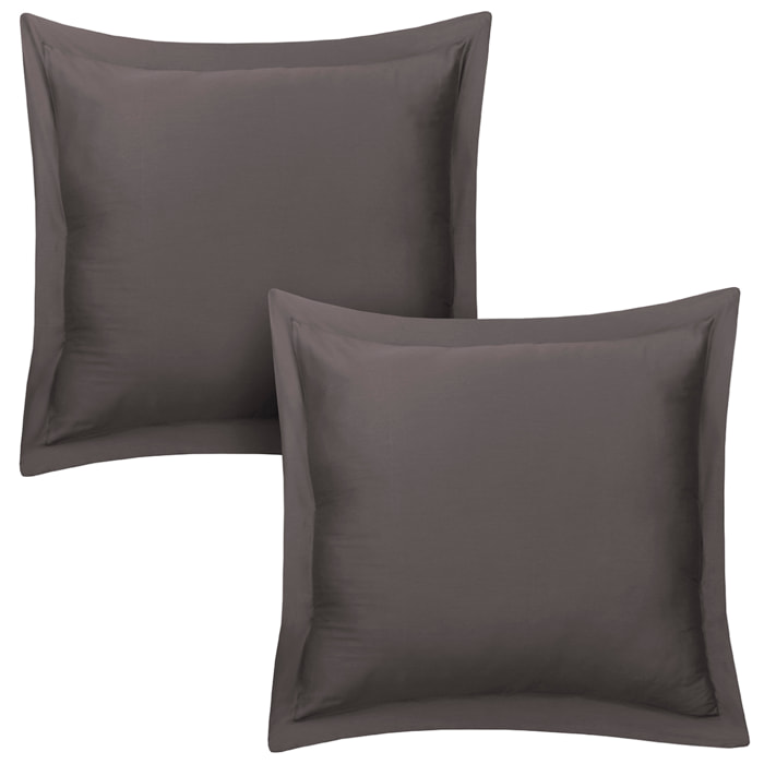 Lot de 2 taies d'oreiller satin de coton anthracite