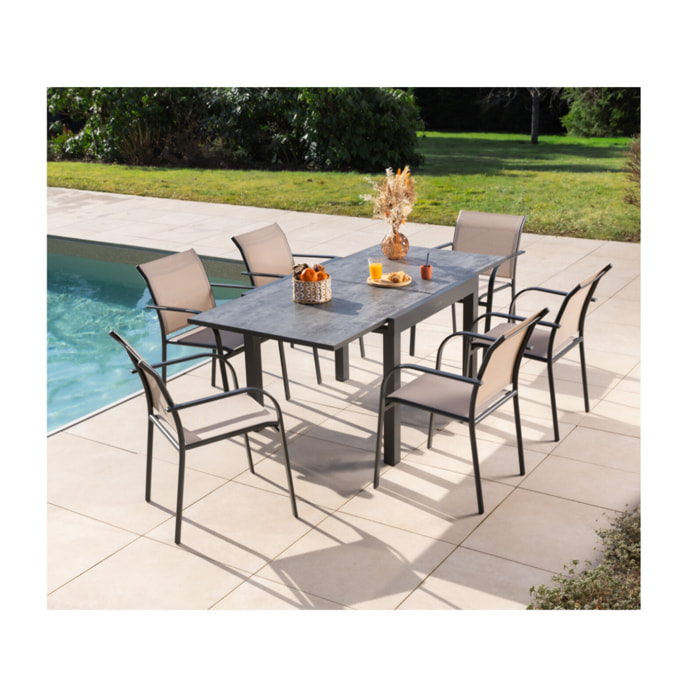 HONFLEUR BEZIERS ARDOISE - Ensemble table et chaises de jardin  - Lin