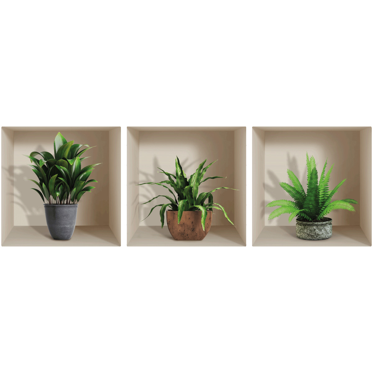 Stickers muraux 3D | Sticker Mural Autocollant effet 3D plantes tropicales d'intérieur - Stickers adhésifs 3D Chambre Salon Trompe l'oeil