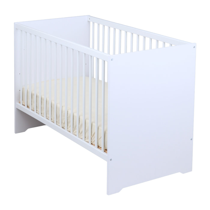 Lit bébé 120x60 avec têtes de lit panneaux blanc ultra
