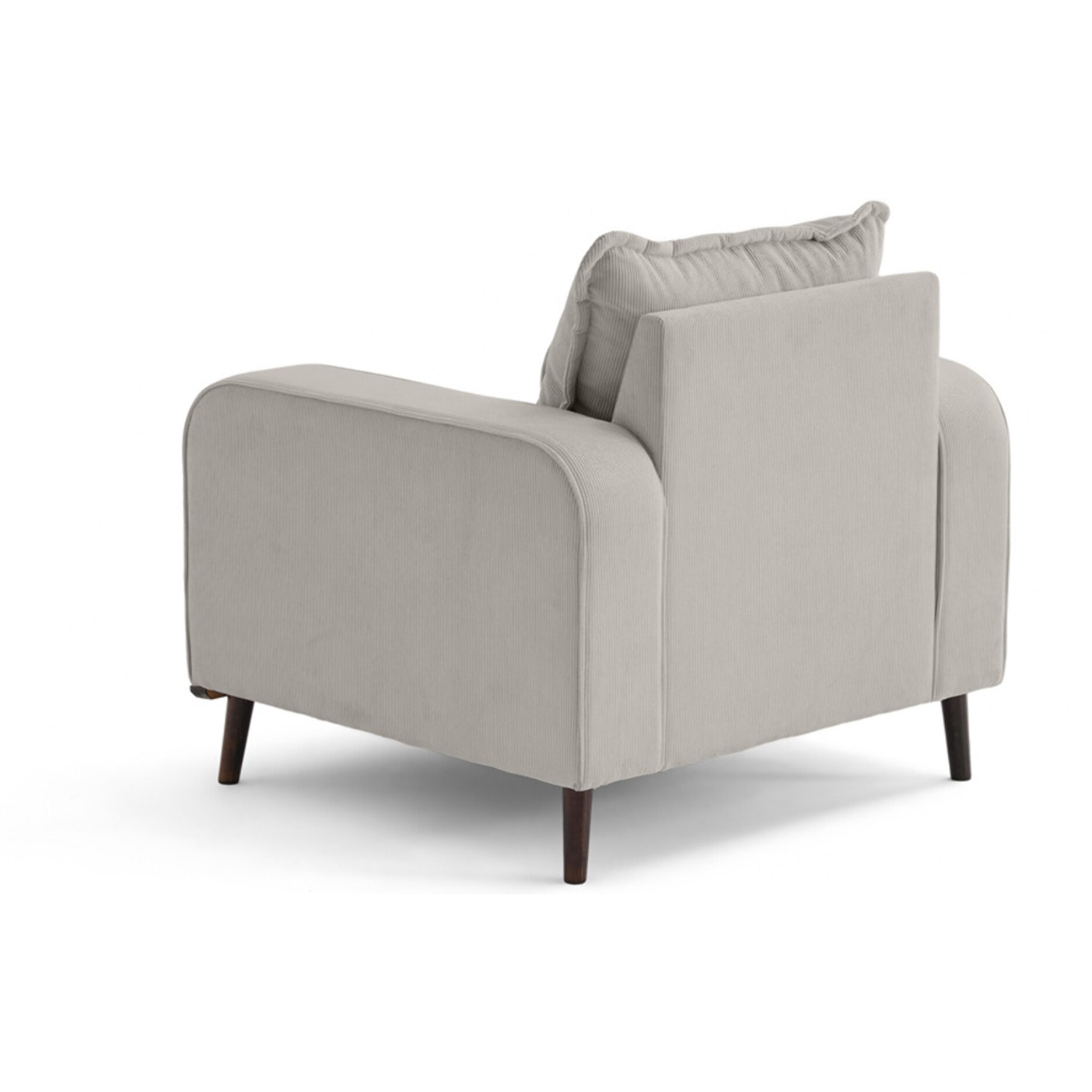 Albane - fauteuil en velours côtelé pieds bois foncé - Gris clair
