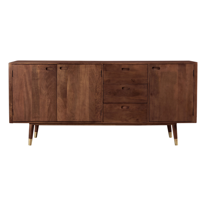 Buffet en bois massif 3 portes 3 tiroirs et détails dorés - Colombo