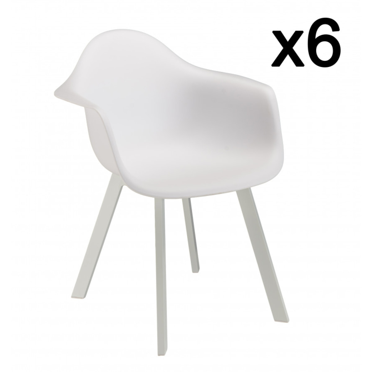 MALO - Lot de 6 fauteuils blancs dossier arrondi