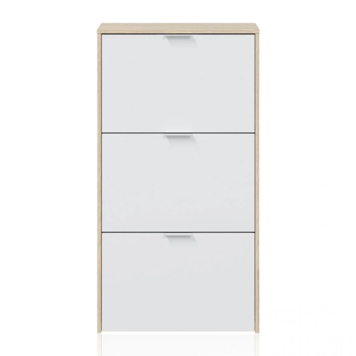Zapatero Remi de 3 puertas Roble - Blanco