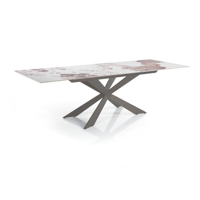Tomasucci Table extensible MELVIN EVO 120 ONICE MARBLE - PLATINE
