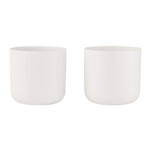 J-Line cache-pot Gen - céramique - blanc - large - 2 pièces - Ø 18.5 cm