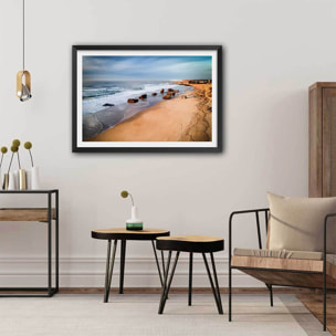 Affiche capbreton sud blocos vue du ciel Affiche + cadre en bois - Noir