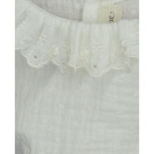 BLUSA GASA PLUMETI CON TIRA BORDADA BLANCA