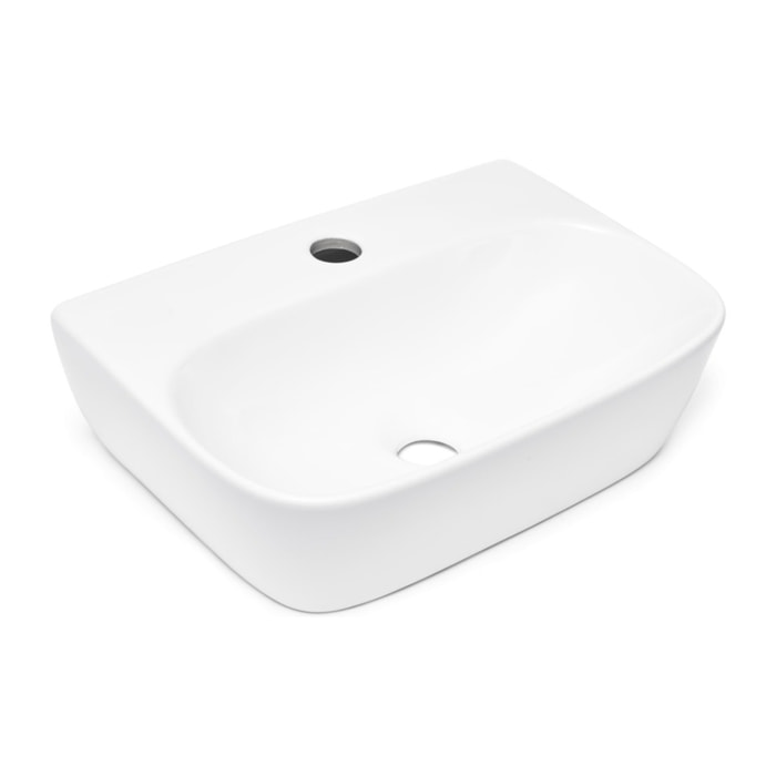 Lave-mains suspendu 43 x 30 cm - blanc - avec trou de robinetterie - sans trop-plein - Brevis SAT