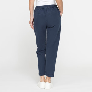 PANTALONI CROPPED IN MISTO LINO