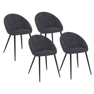 Chaises Dory en velours et pieds noirs - Gris