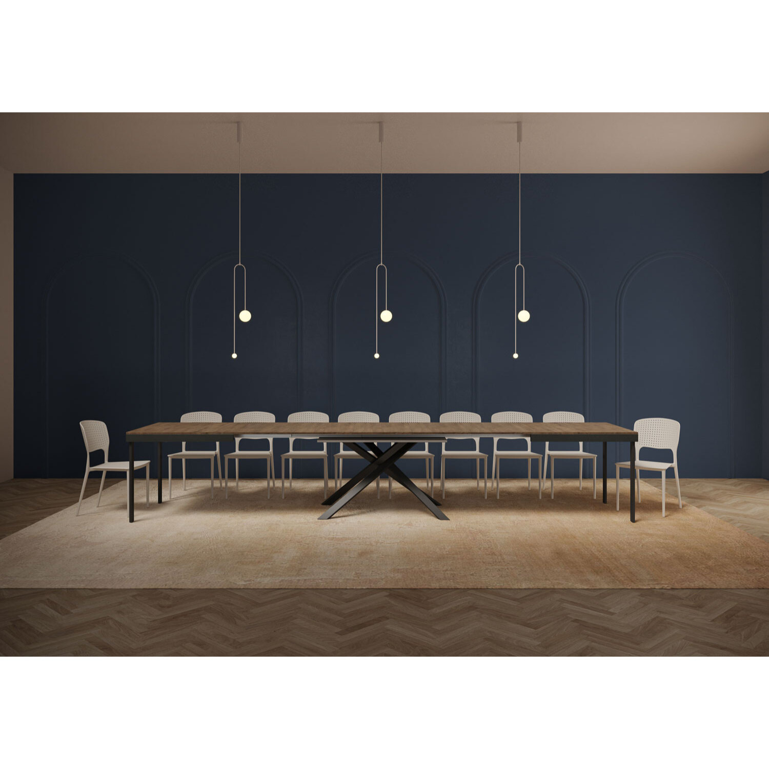 Mesa extensible 90x180/440 cm Karida Evolution nogal estructura antracita