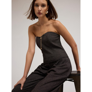 Motivi - Top bustier in poliviscosa tinto filo - Grigio