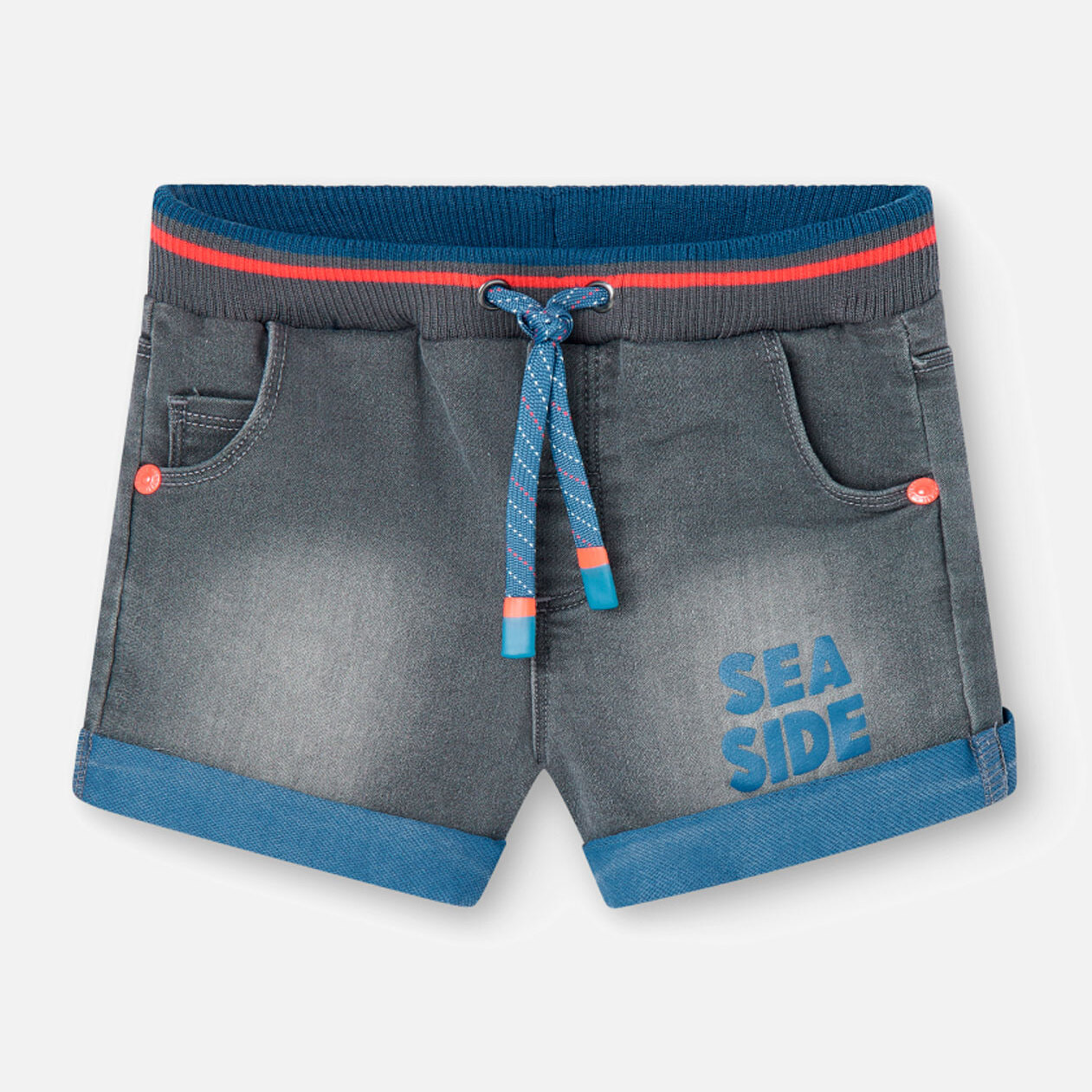 Bermudas en denim con estampado de color gris, Bermudas
