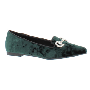 Marina Galanti Scarpe Donna Diamonds Horsebit Embellished Velvet Ballet Flat MG W24A037 Dk Green