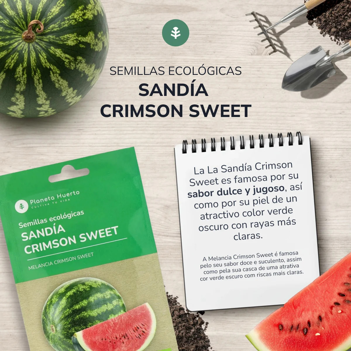 Semillas de Sandía Crimson Sweet ecológicas Planeta Huerto