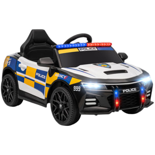 Coche Eléctrico para Niños de Policía, Coche de Batería para Niño de +3 Años 12V, con Mando a Distancia 2,4G, Luces, Sirena, Música, USB, Suspensión de Muelle, Multicolor