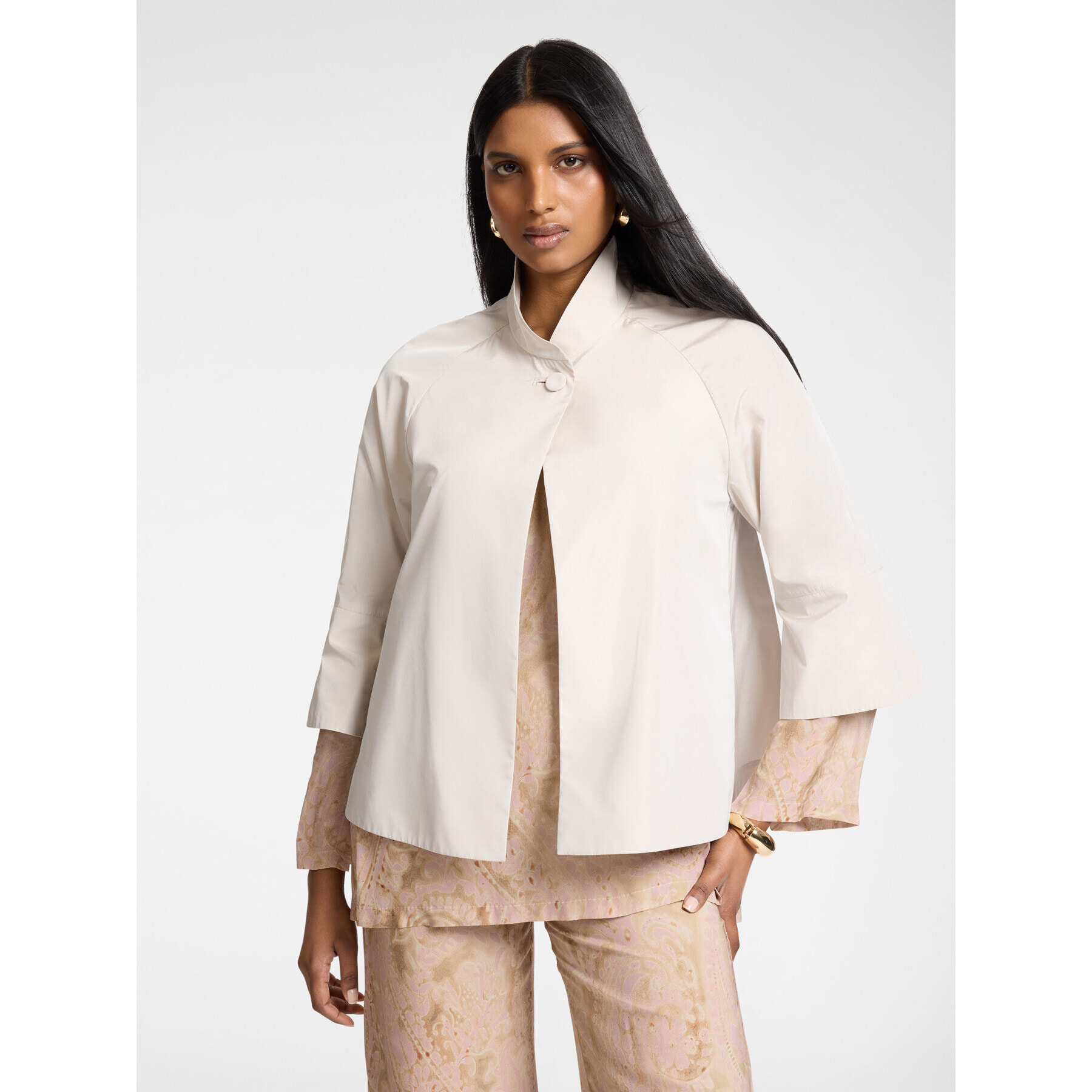 Elena Mirò - Chaqueta desestructurada en tafetán - Beige