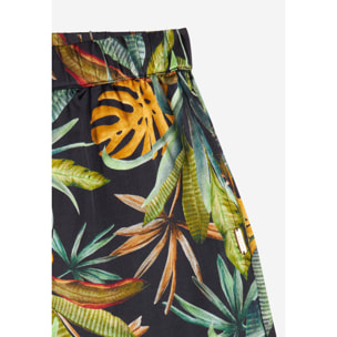 Pantaloncini donna in satin di viscosa a fantasia tropical