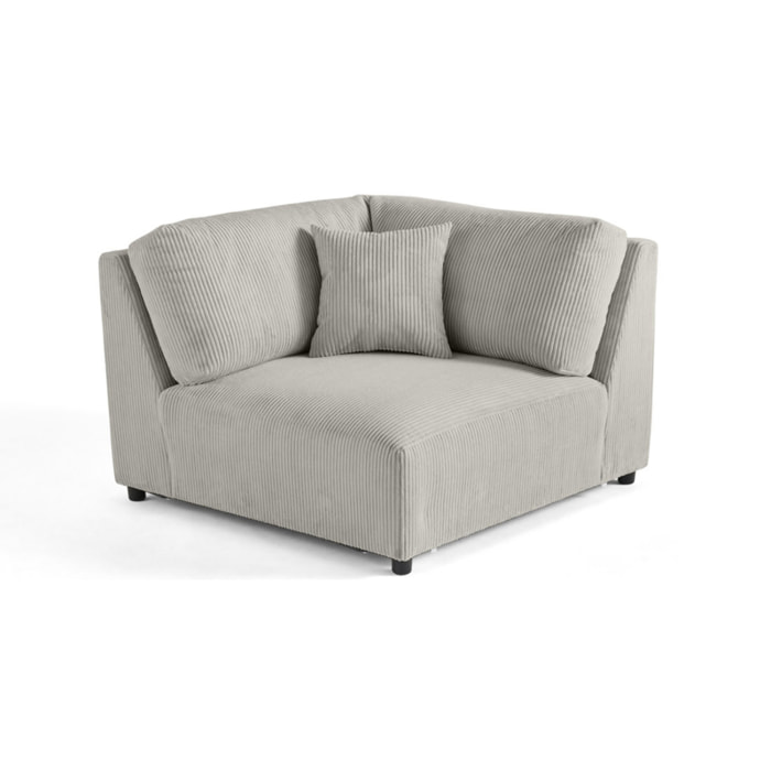 Garance - module d'assise d'angle réversible - en velours côtelé - Gris clair