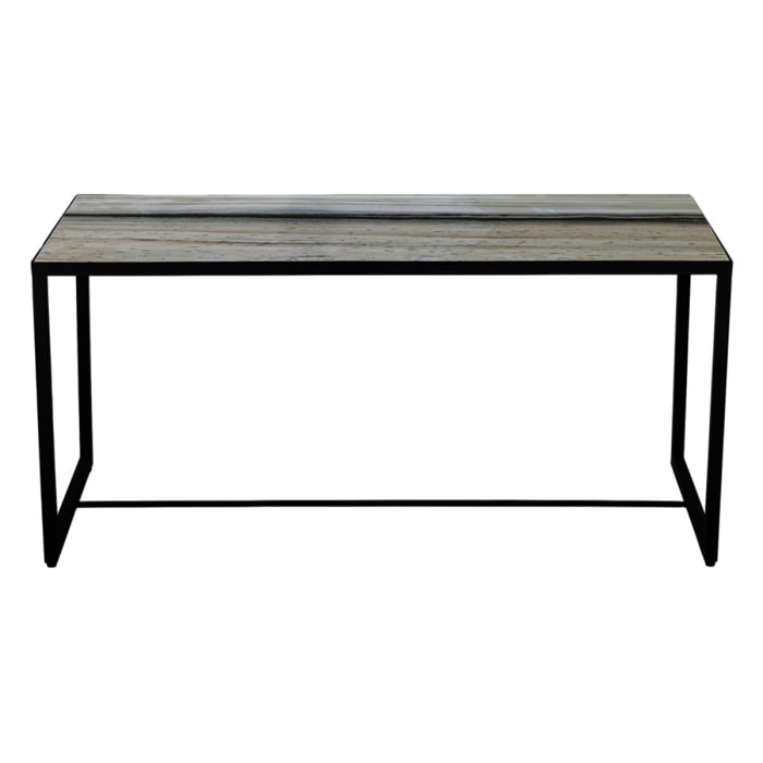 Ines - Table basse en marbre et métal 100x46cm - Couleur - Noir