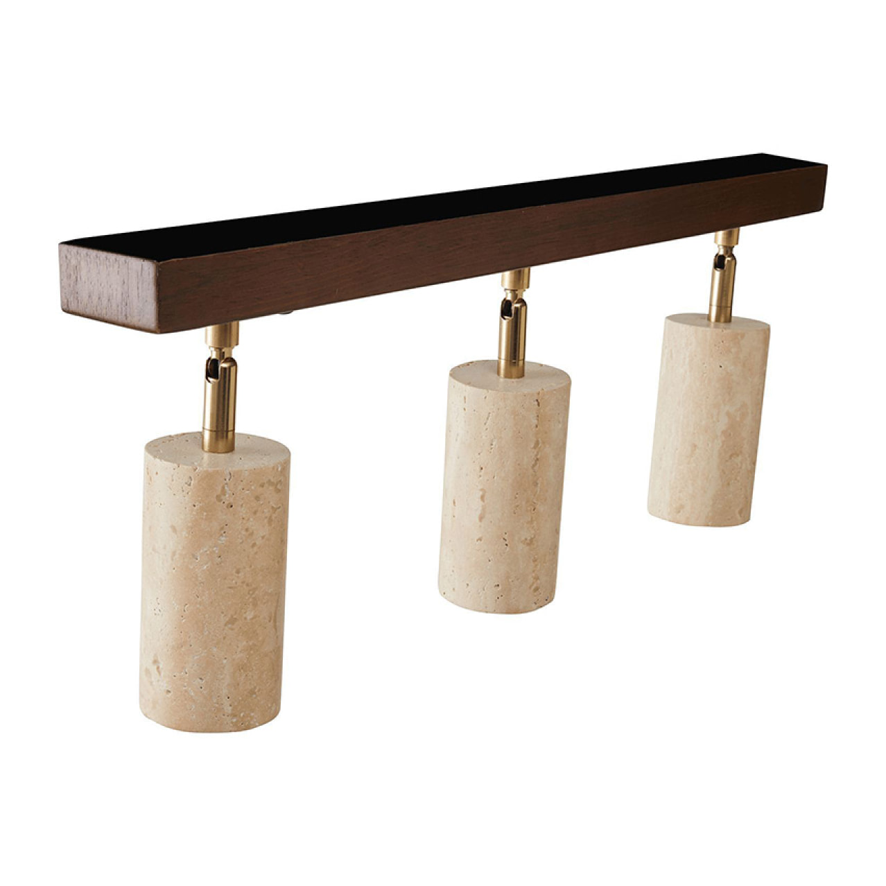 Luminaire design 3 spots orientables en travertin et effet bois TIVOLI