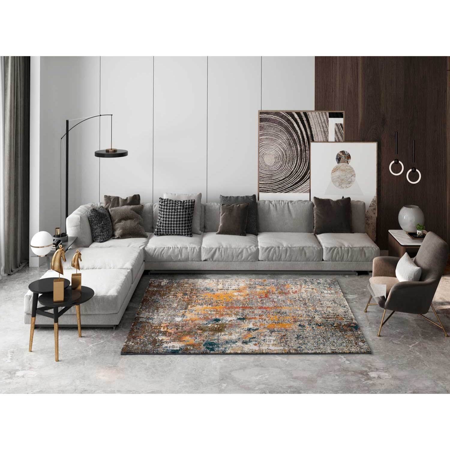 SHIRAZ Alfombra abstracta de pelo corto multicolor, varias medidas disponibles