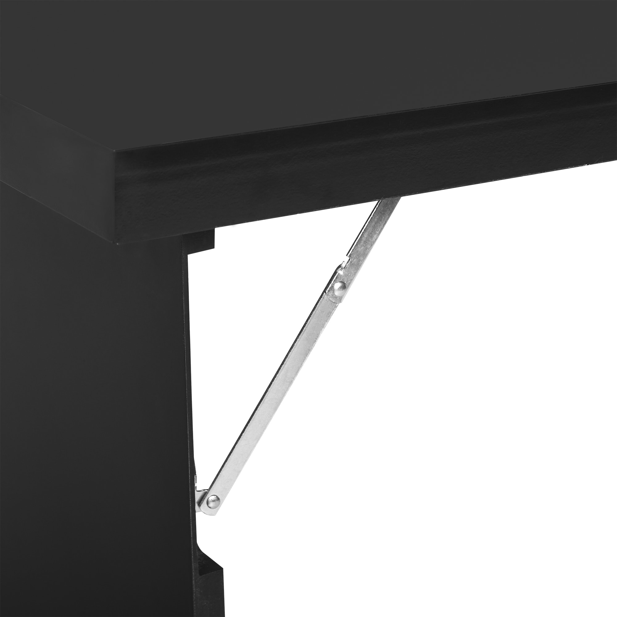 Bureau mural pliable table murale rabattable suspendue sur pied étagère + tableau à craie intégré MDF noir