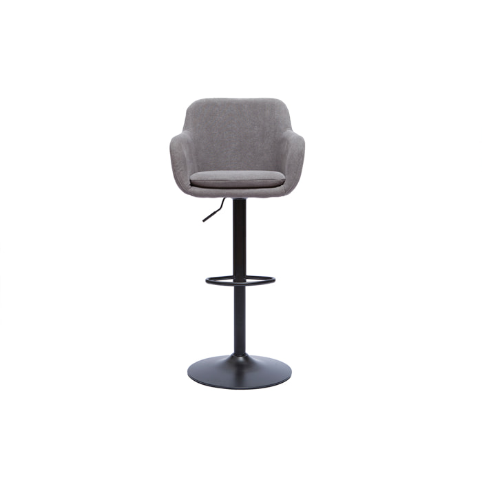 Tabourets de bar réglables tissu effet velours gris et métal (lot de 2) AMIKA