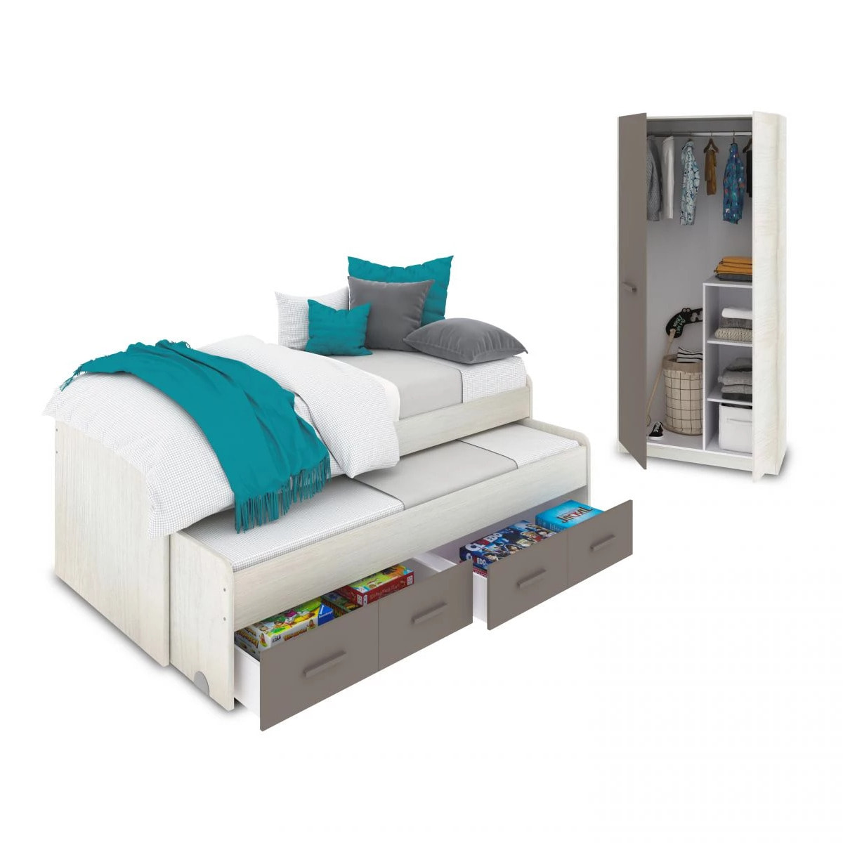 Dormitorio juvenil Axim Plus Blanco Alpes - Basalto