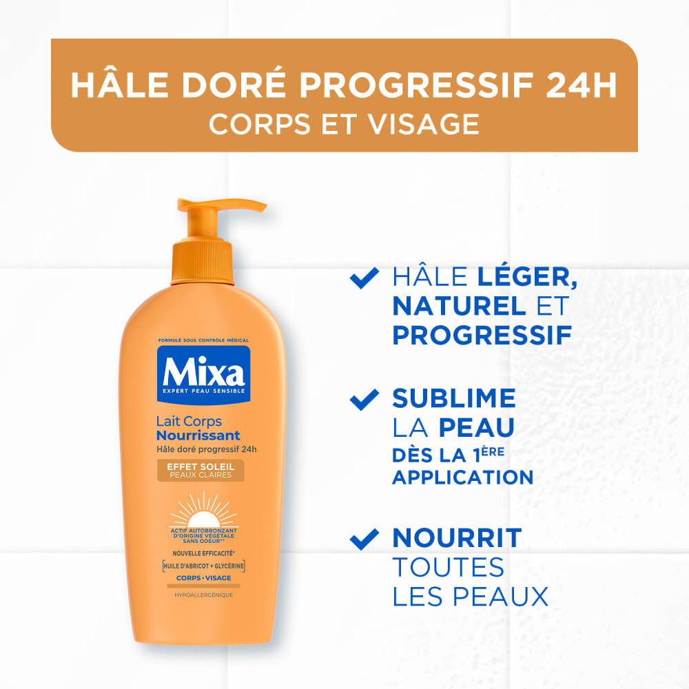 Mixa Lait Corps Effet Soleil peaux claires 250ml
