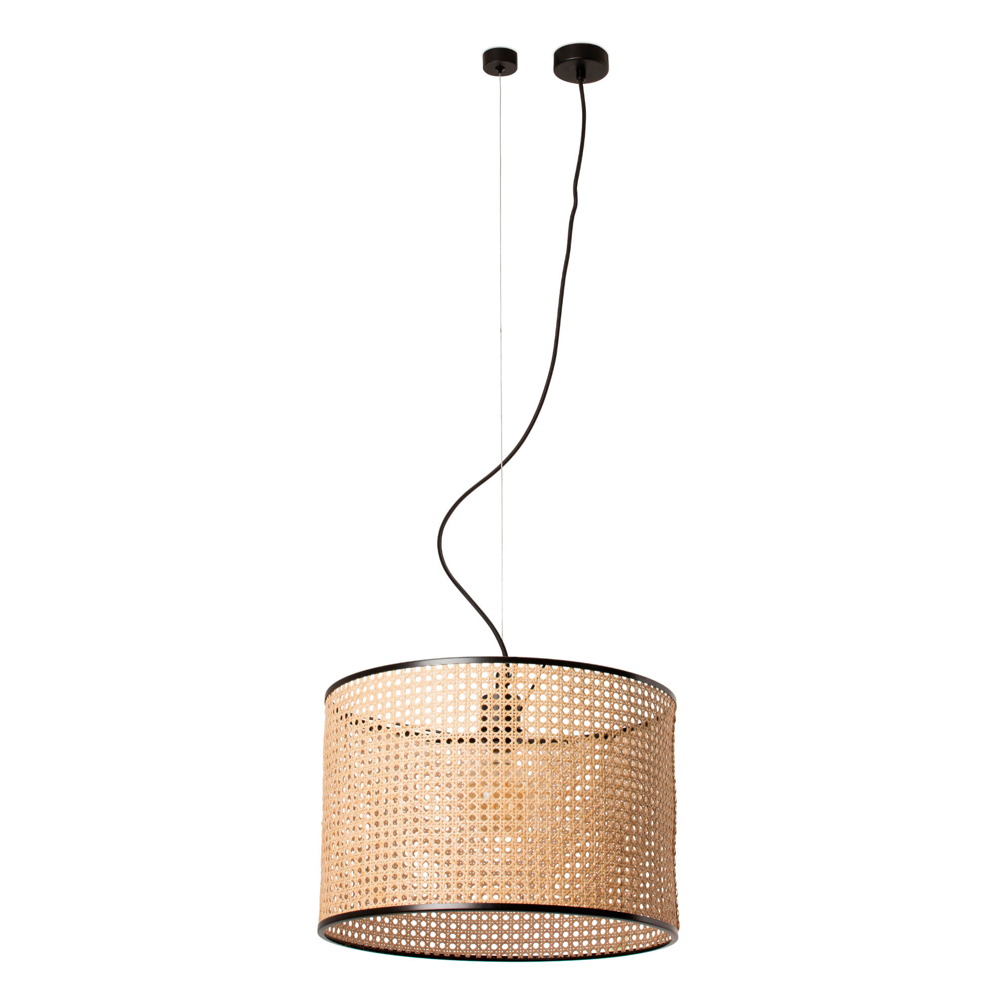 MAMBO Lampe suspension noir/rotin