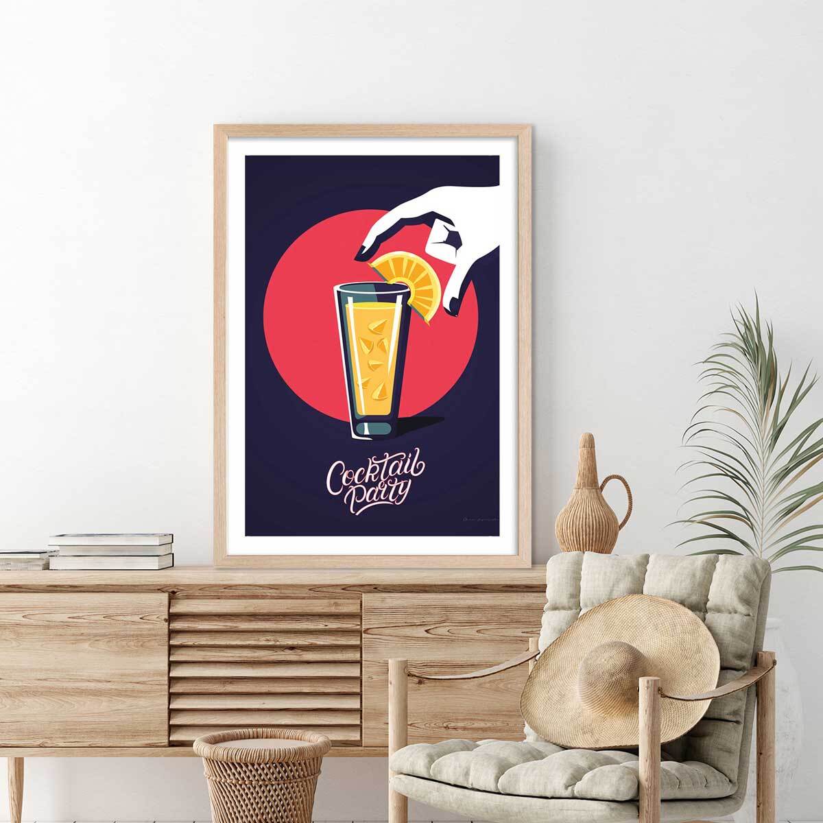 Affiche cuisine Cocktail party Affiche sous cadre bois