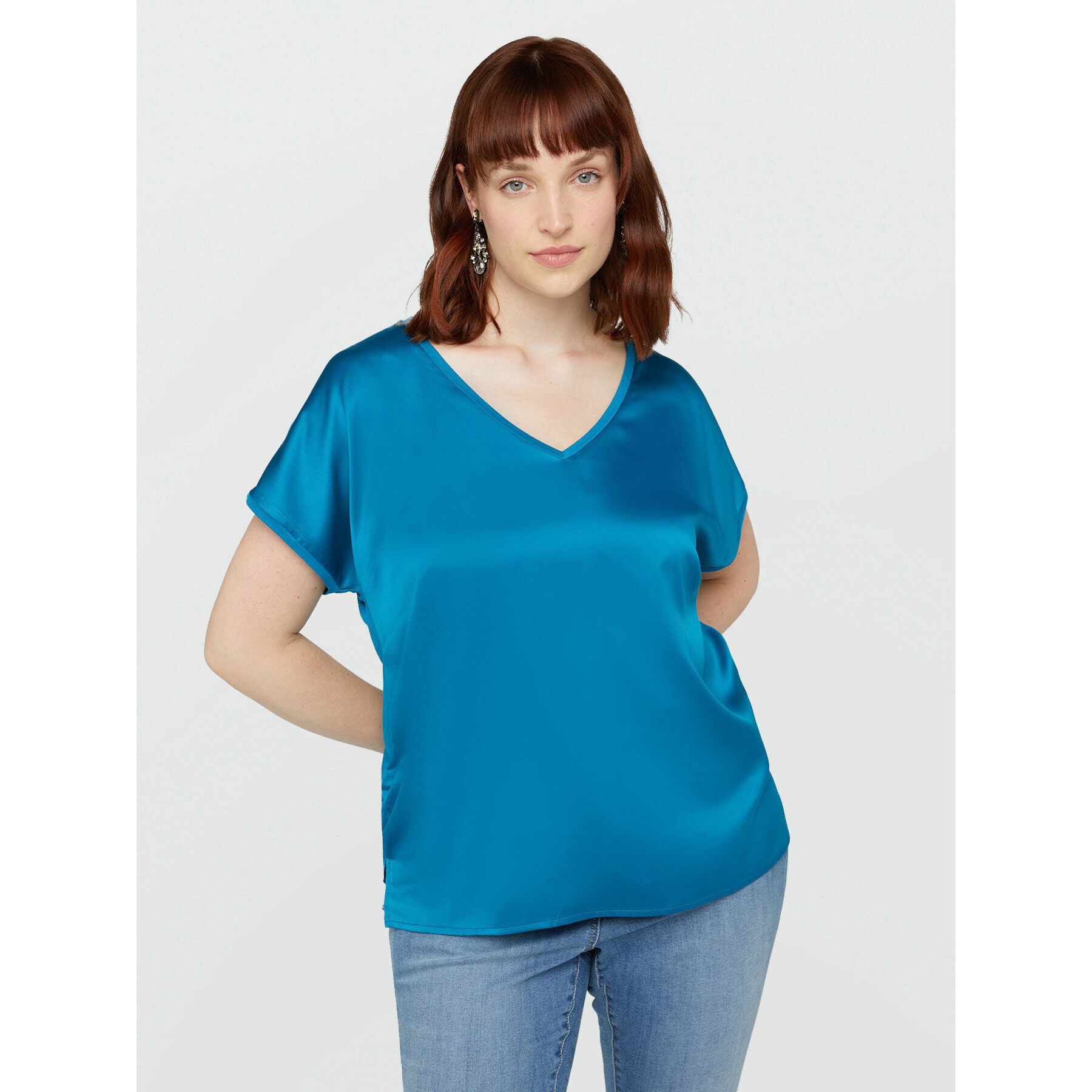 Fiorella Rubino - Camiseta de dos tejidos - Light - blue